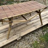 Rattan and bamboo coffee table