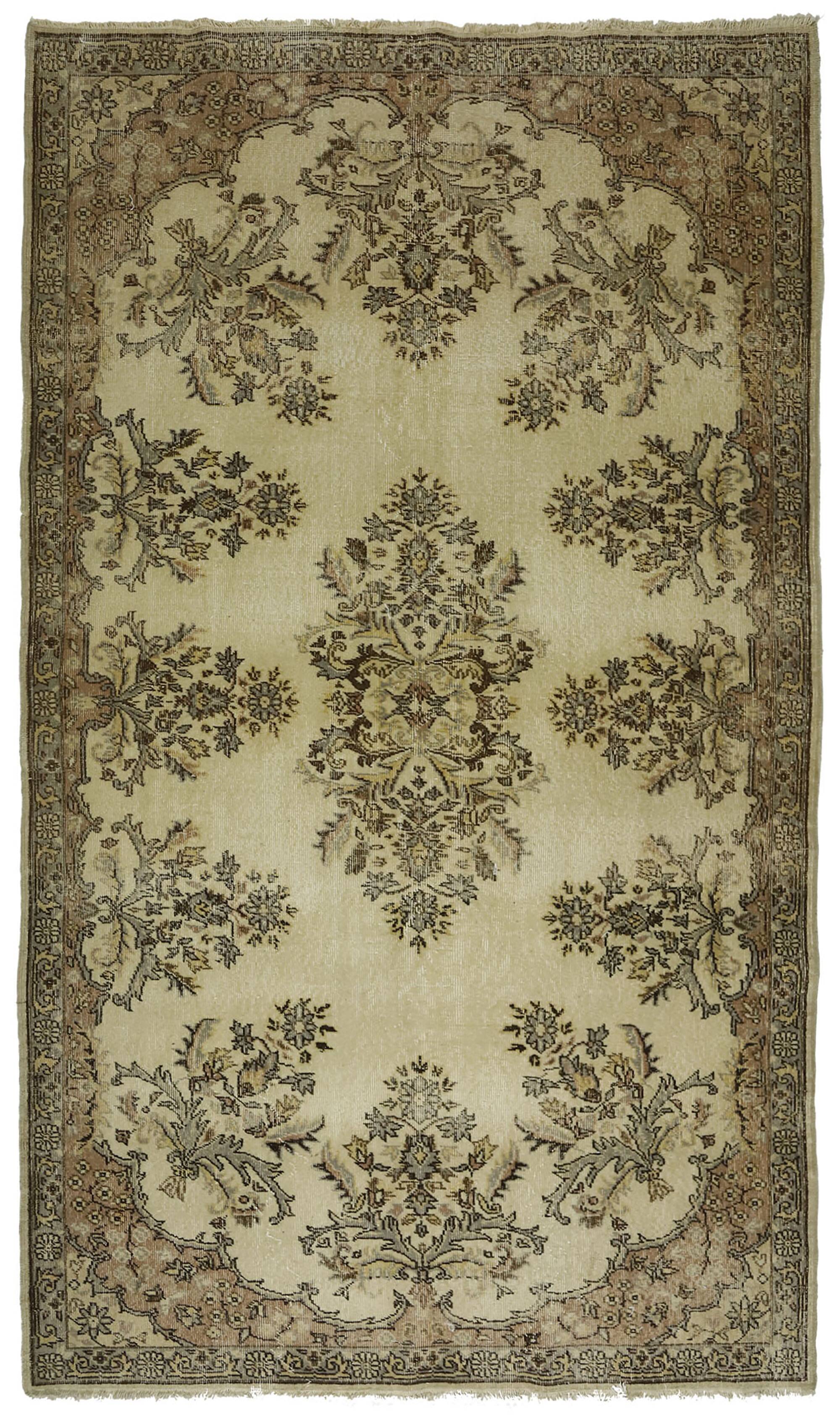 Vintage Turkish Carpet Floral Beige Brown 280 x 161 cm