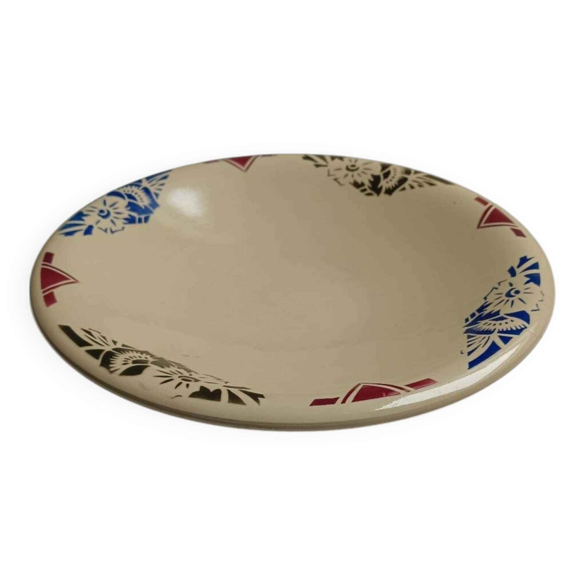 Badonviller art deco beige floral dish