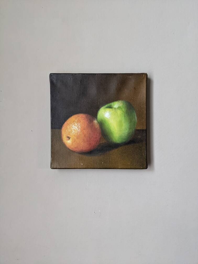 Oil painting on canvas still life apples countryside decoration
