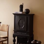 Antique black painted wardrobe from the 18th century by a Danish cabinetmaker, baroque.