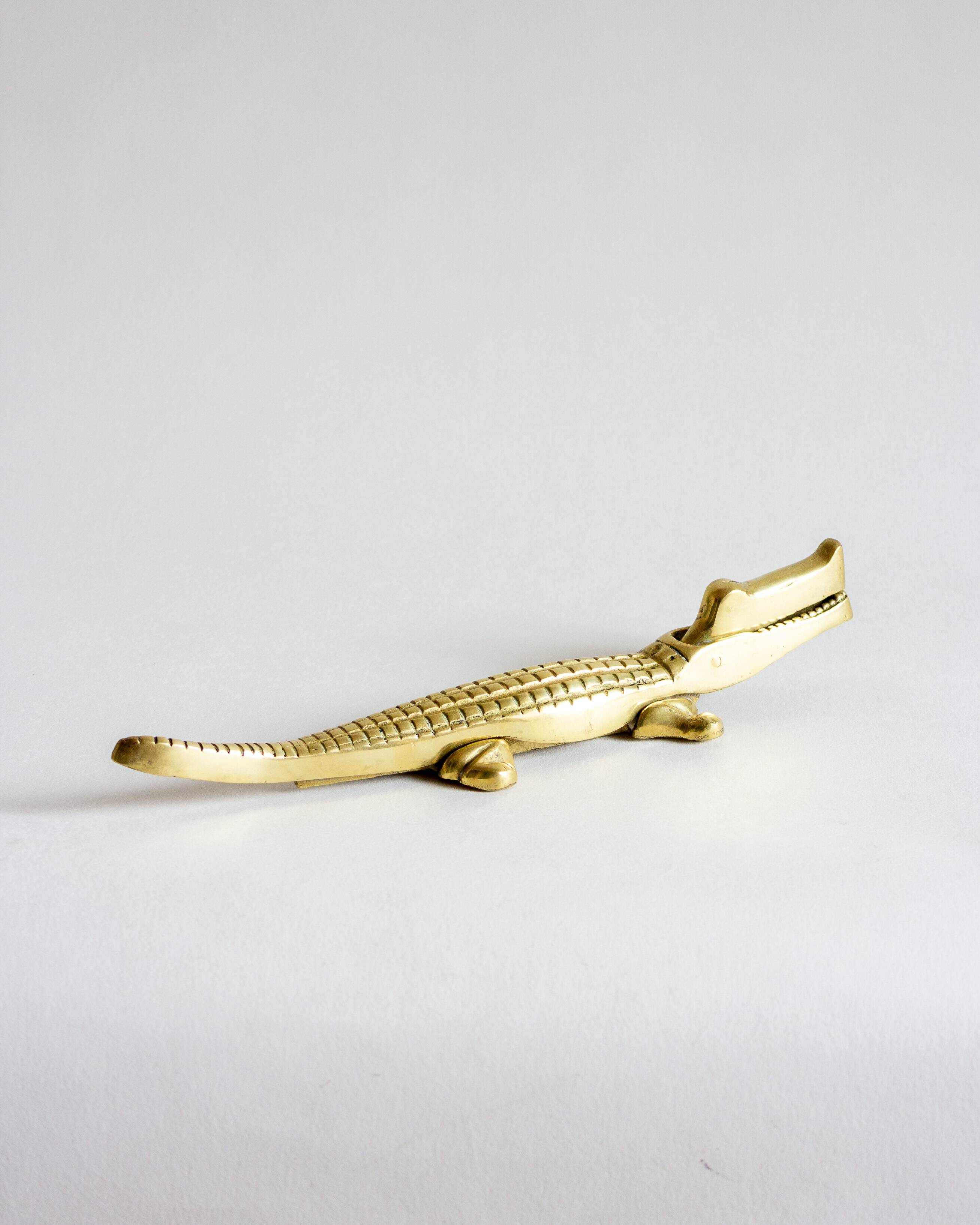 XL crocodile-shaped nutcracker, brass, 60s/70s