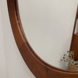 Scandinavian round teak mirror