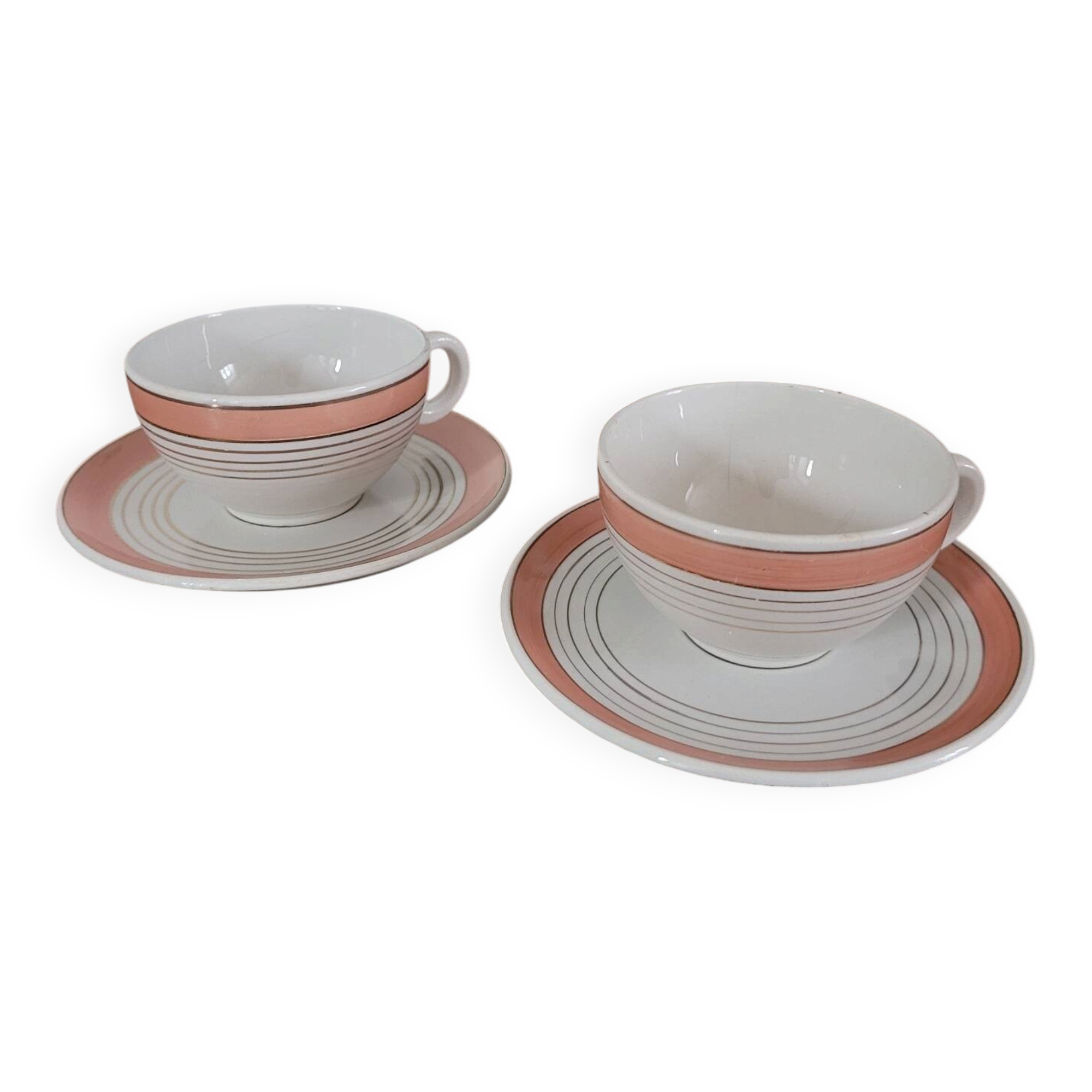 Set of 2 cups with saucers Luneville