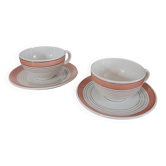 Set of 2 cups with saucers Luneville