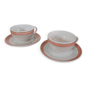 Lot de 2 tasses avec soucoupes Luneville