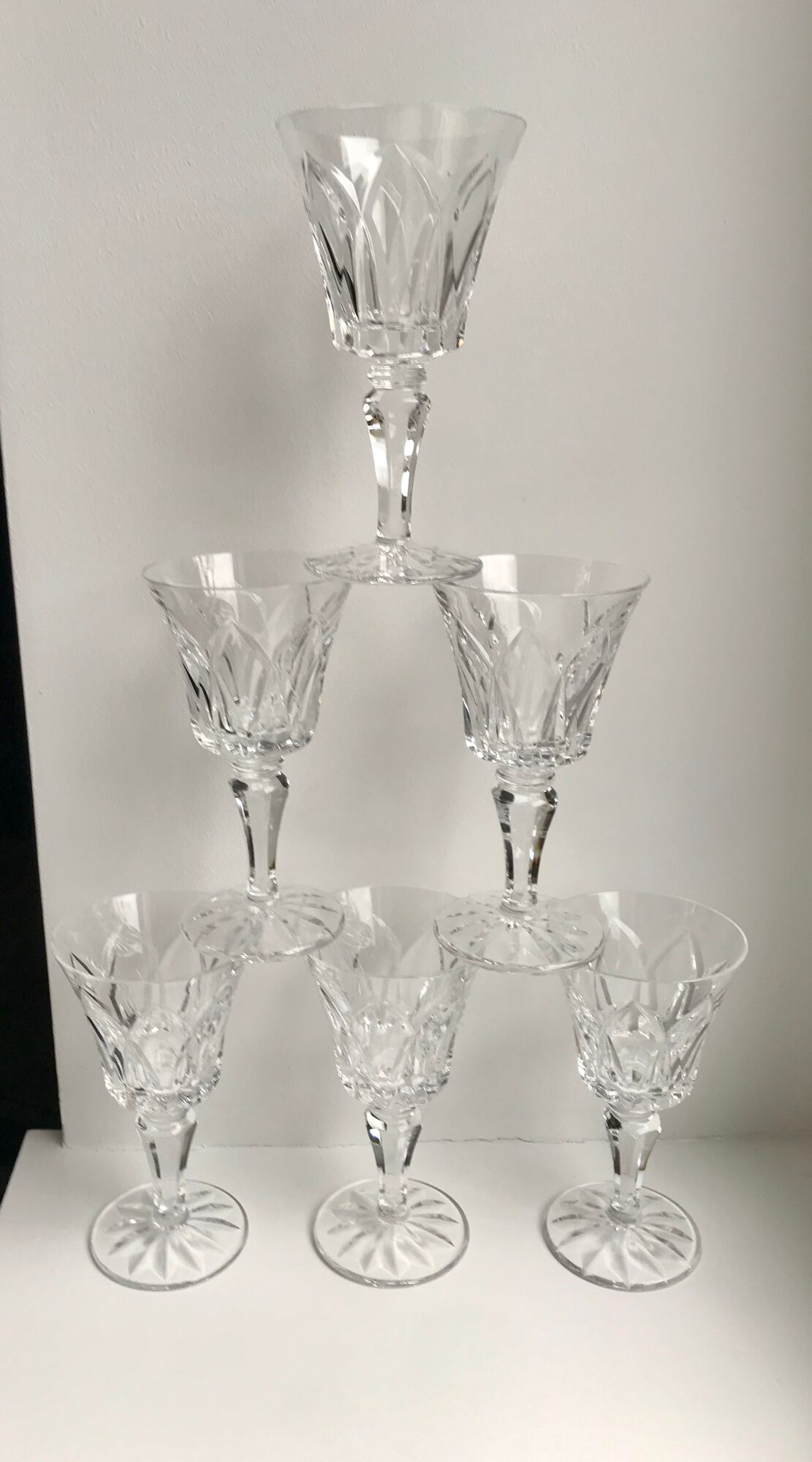 Set of 6 large crystal wine glasses 50s