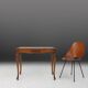 Sculpted Side Table in Wood, Glass & Rattan, France 1950s