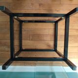 Rectangular table, end of sofa in metal and glass Vintage Vandel stone