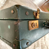 Dark green vintage cardboard suitcase