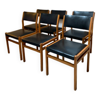 Lot de 6 chaises Scandinaves vintages années 60 design.
