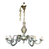 Chandelier 6 lights vintage gilded bronze 70 cms