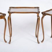 Vintage Nesting Tables with Rattan and Glass Top by Jason Møbler, 1960s, Set of 3