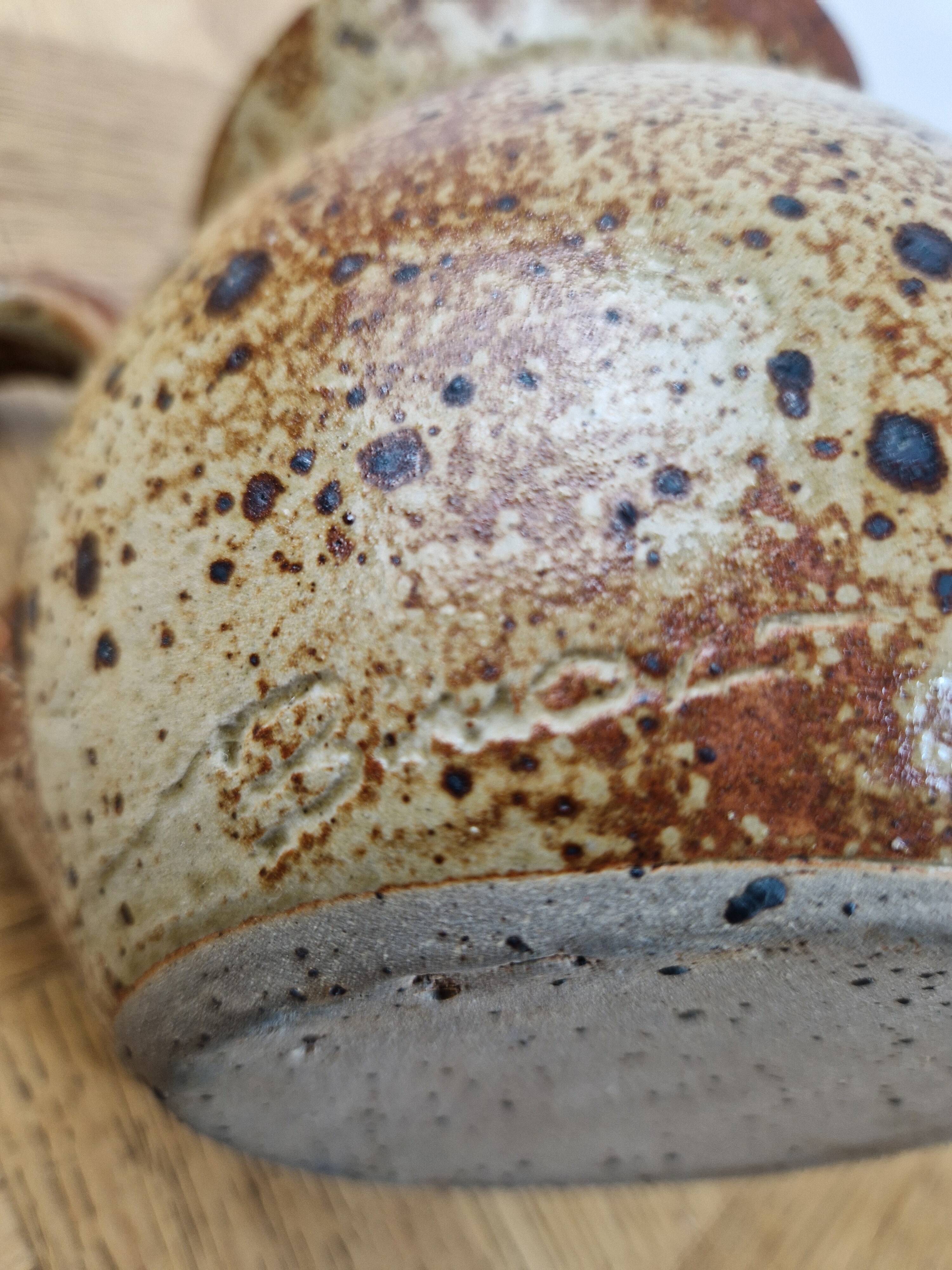Pichet en grès pyrite signé Baudat - broc vintage