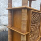 Modular bookcase in vintage rattan