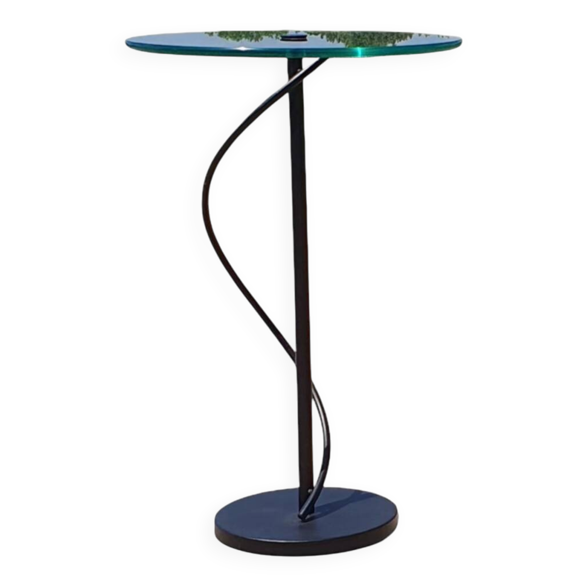 Vintage French design Artelano pedestal sidetable glass postmodern