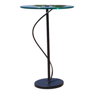 Vintage French design Artelano pedestal sidetable glass postmodern