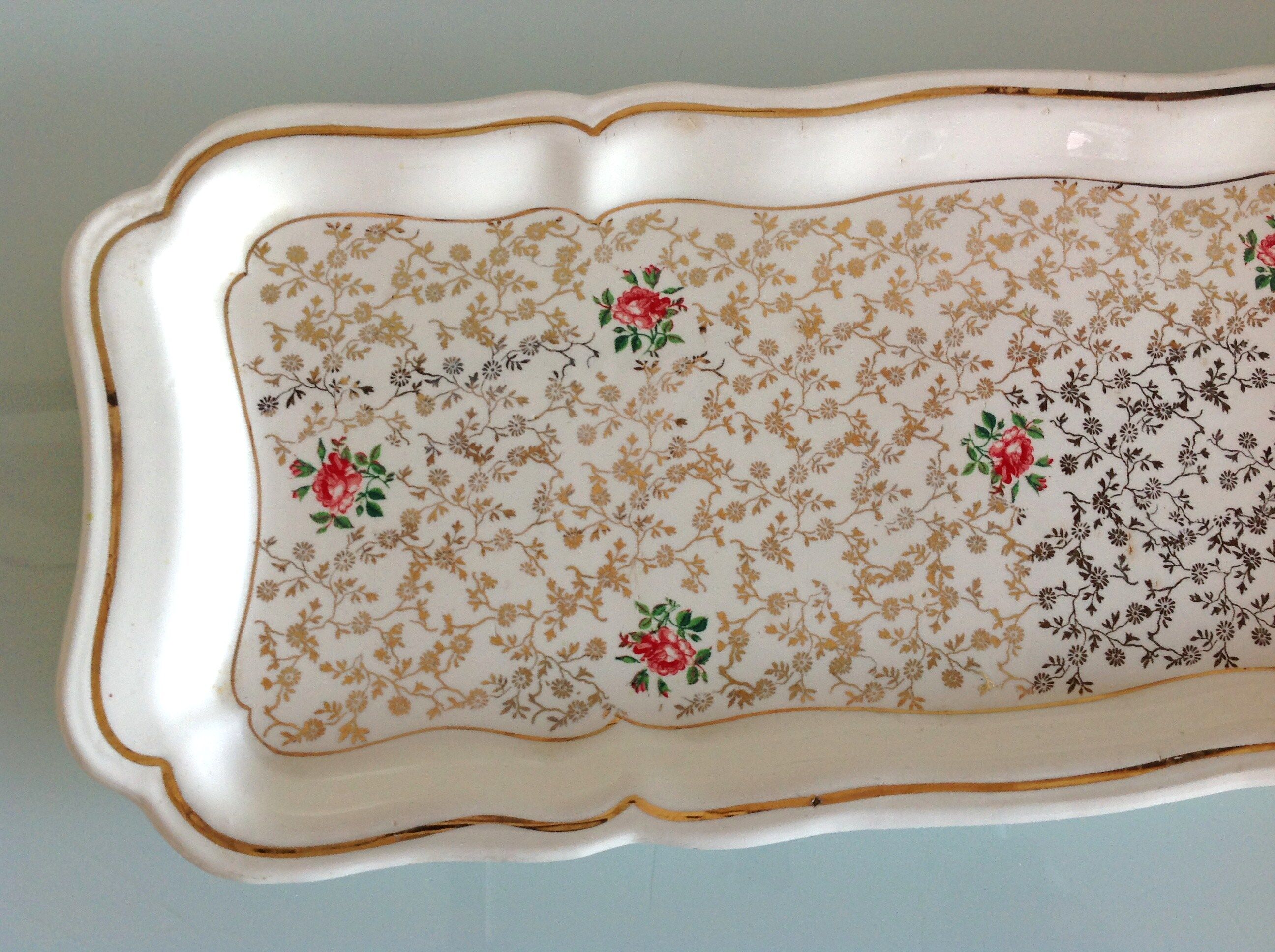 Rectangular dish in Sarreguemines cermic 50/60 years