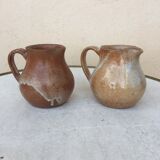 Duo of stoneware milk pitchers
