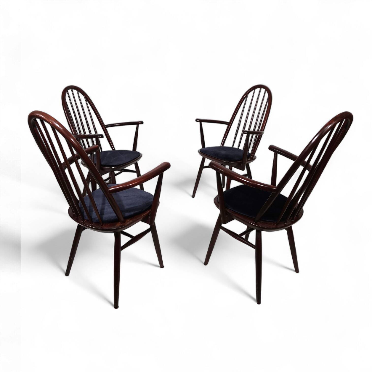 Set of 4 Windsor chairs, mahogany, 1960