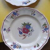 4 Digoin Sarreguemines “Agreste” flower pattern dinner plates