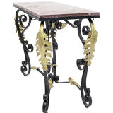 Console en fer forgé avec feuilles d'acanthes dorées, 1950