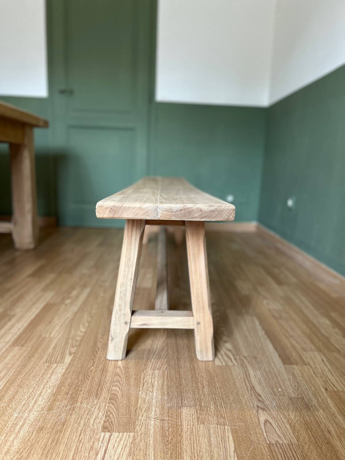Solid wood farmhouse bench