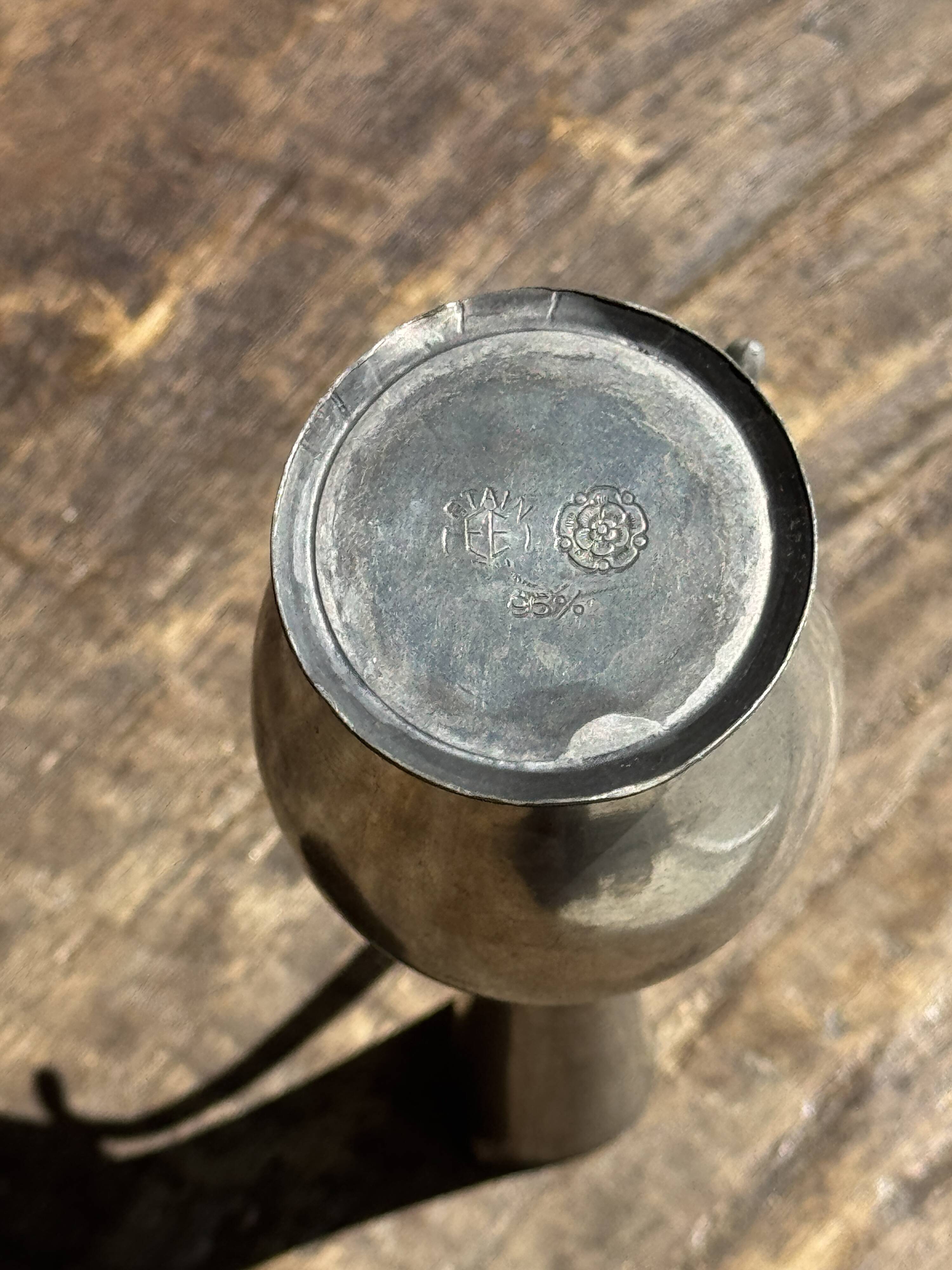 Small 19th century pewter jug, 95% hallmark H20.5