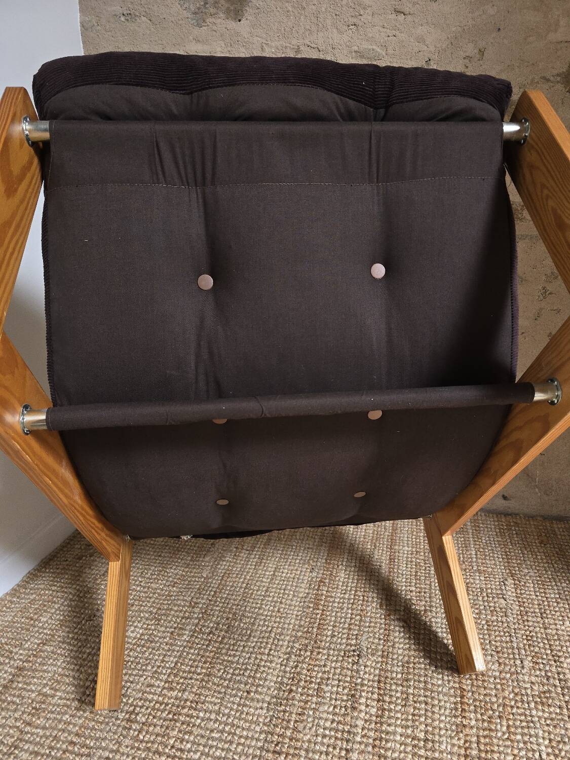 Pine/corduroy armchair