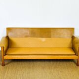 Salon complet en cuir camel 1960