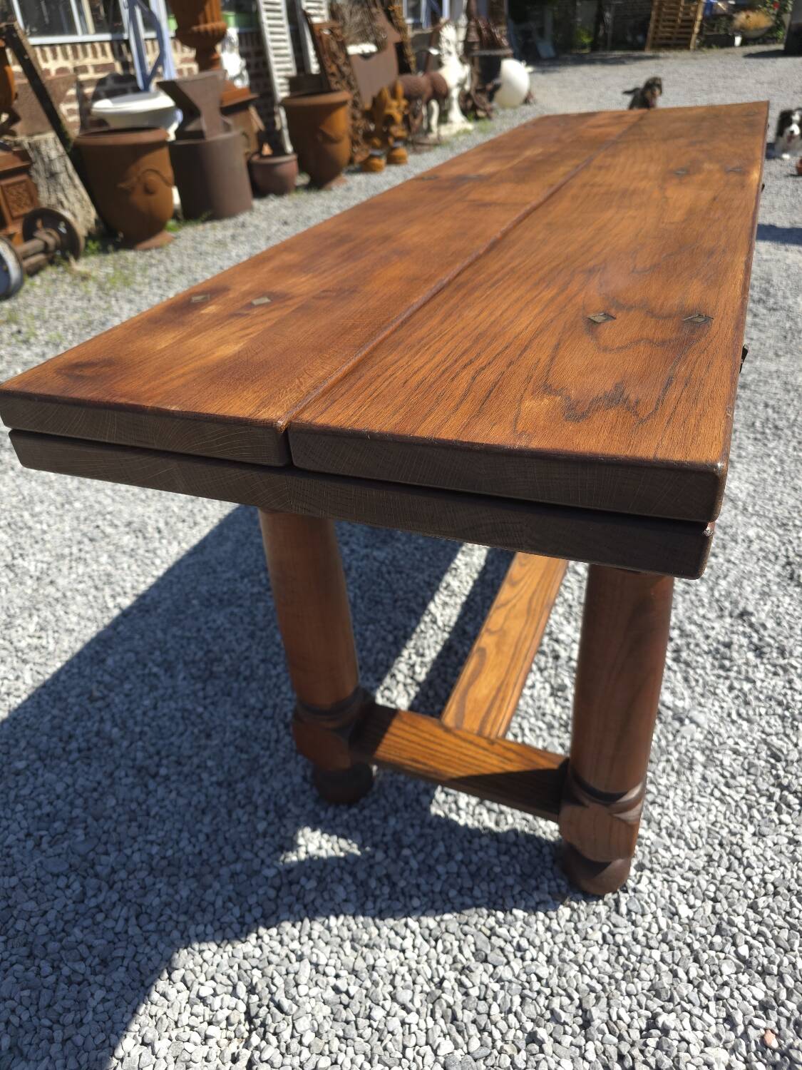 Table de ferme en chêne avec abattants