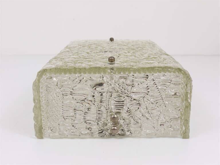 J.T. Kalmar Carré Wall Light and Ceiling Light in Textured Glass Midcentury, Vienna, 1950s