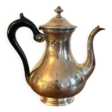 Silver-Plated Engraved Coffee Pot La Forêt Pin Belle Époque Boulenger