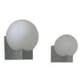 Pair of vintage wall lights, metal and opaline, France 1970