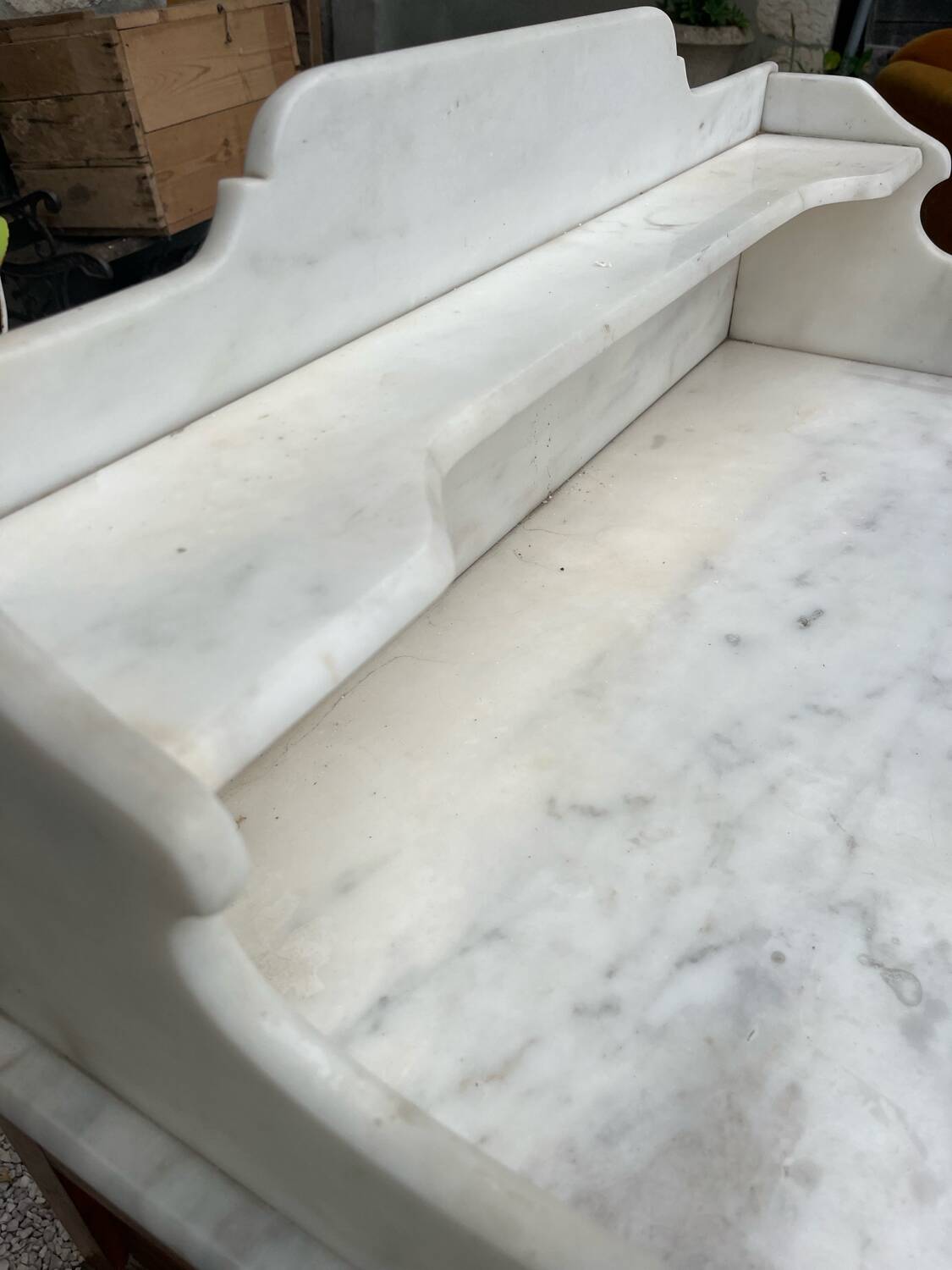 Vintage white marble bathroom cabinet 1950