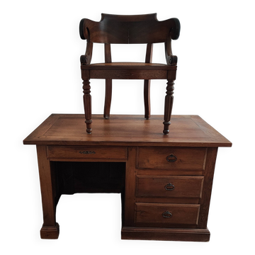 Armchair and solid wood desk from the Louis Philippe period. Sold as a set.
