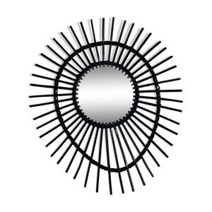 miroir soleil en rotin