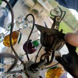 Golden bronze chandelier with fruit pendants