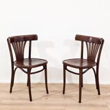Set of 4 solid wood bistro chairs from the 1970s