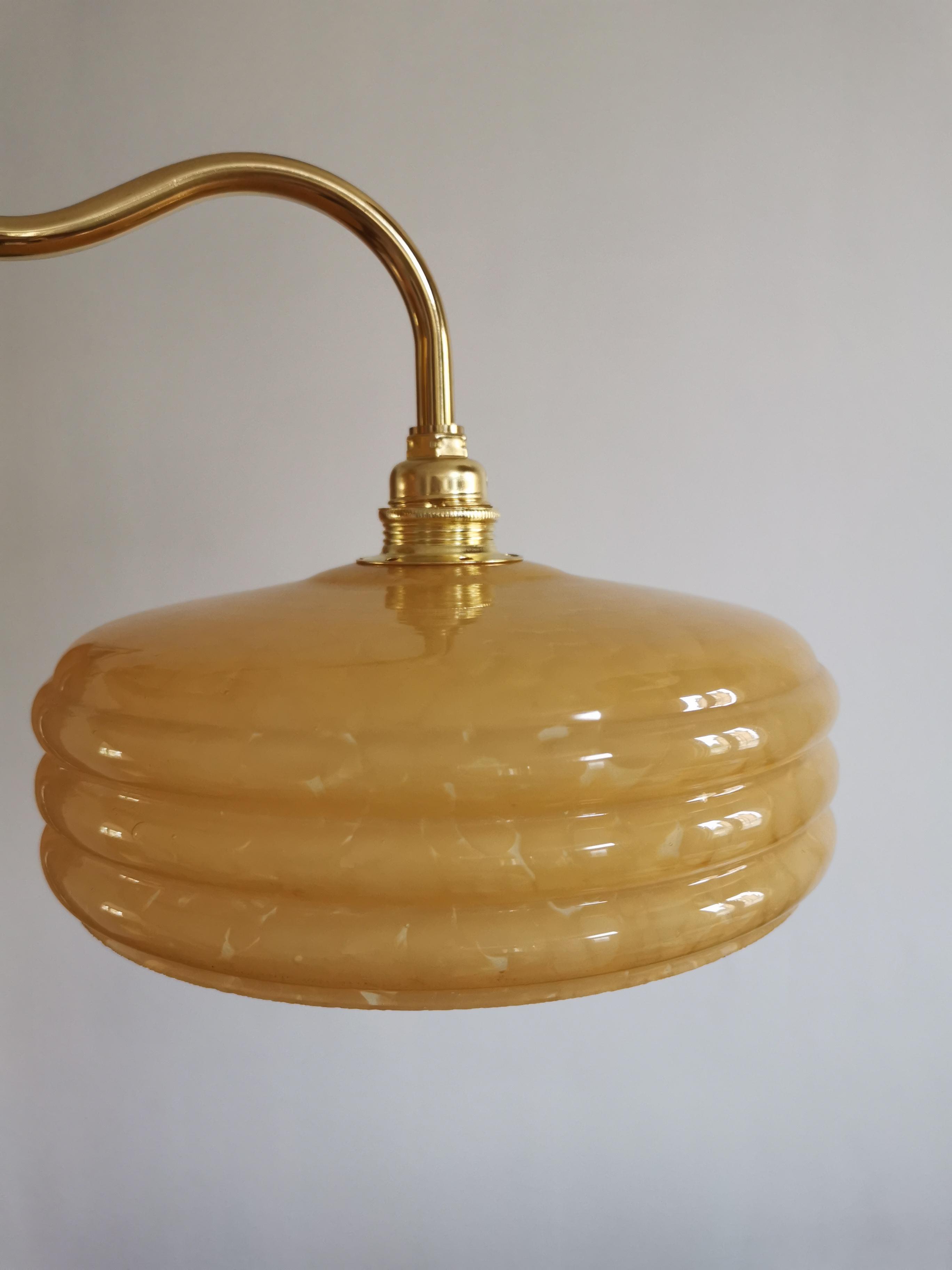 Vintage lampshade wall lamp in yellow Clichy glass