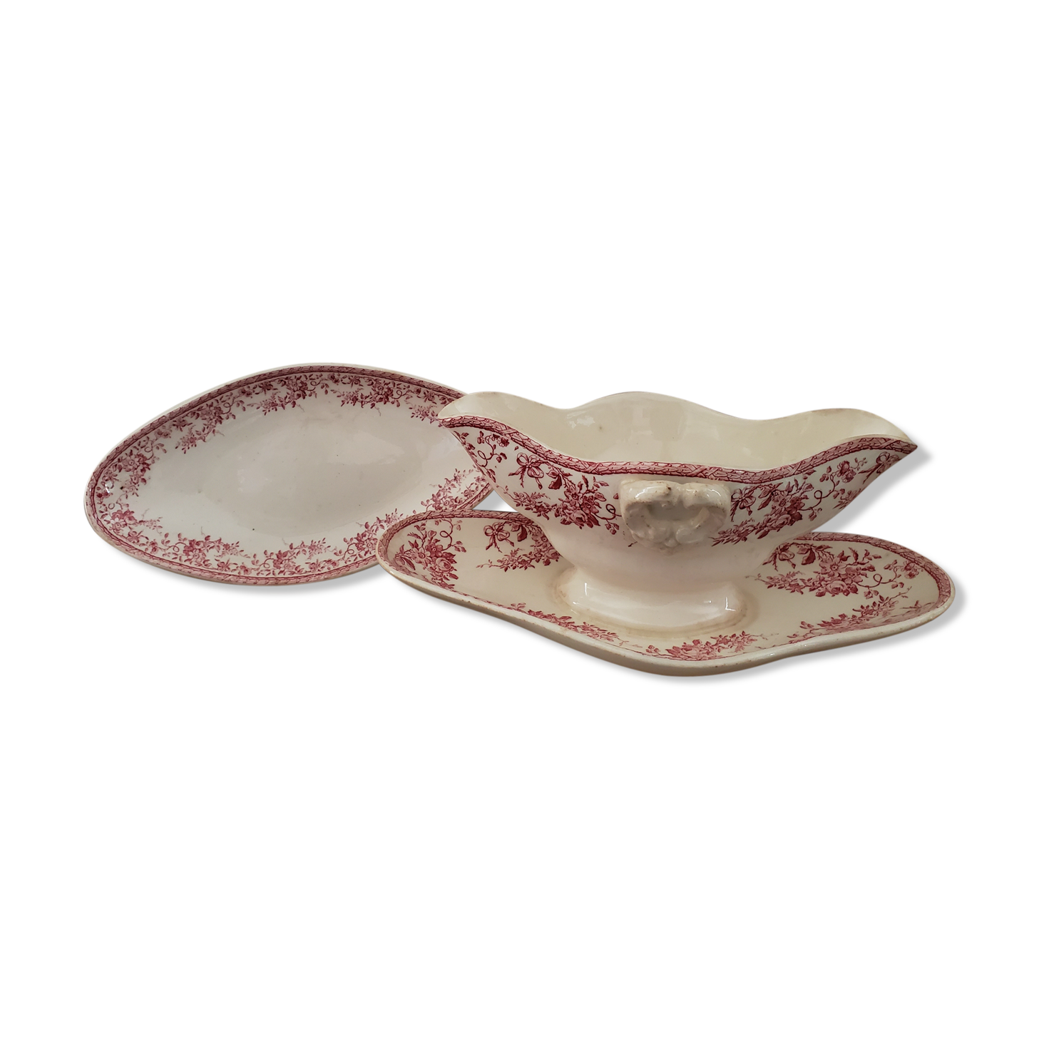 Ravier set, Gien ceramic saucière