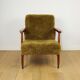 Vintage armchair, 1970s red fox - high pile khaki / olive - long pile