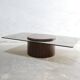 Table basse vintage en palissandre et verre