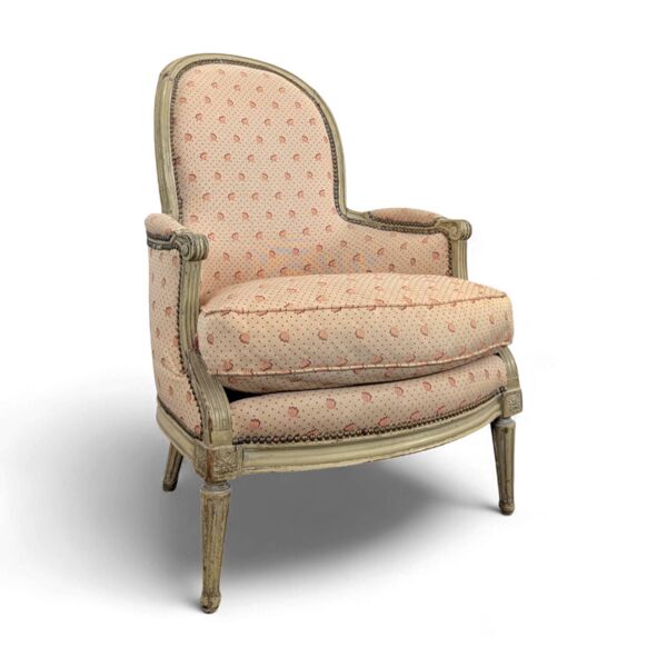 Fauteuil bergère d'époque Louis XVI réchampie