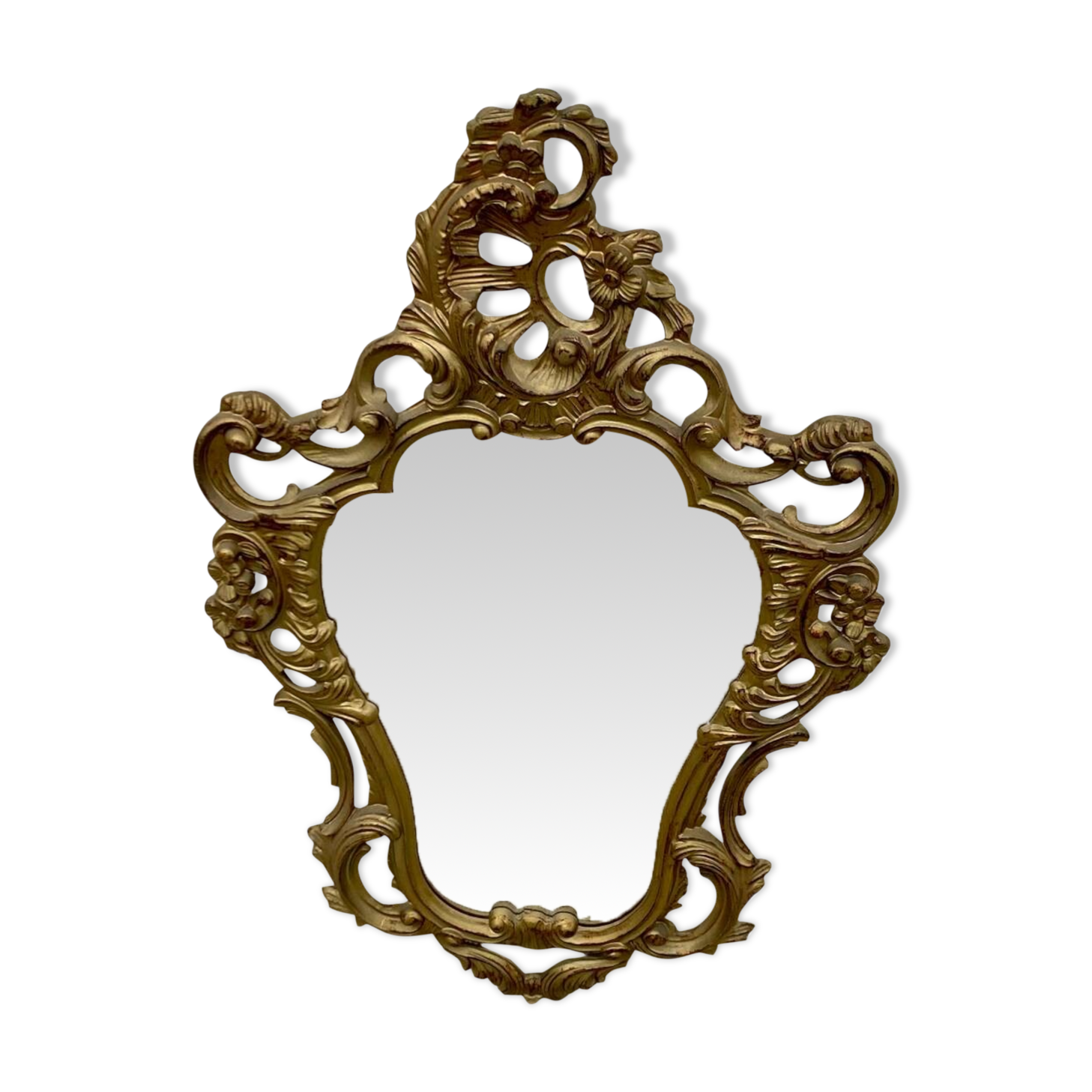 Antique vintage gilded wooden baroque mirror