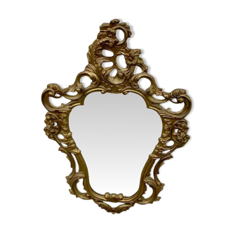 Antique vintage gilded wooden baroque mirror