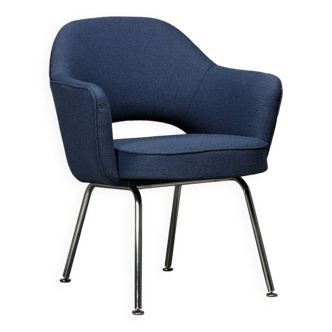 Fauteuil de direction Eero Saarinen en tissu bouclé bleu pour Knoll International
