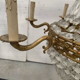 20th century bronze basket chandelier with tassels