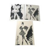 Lot of 3 fashion sketches for press
