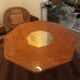 Jean Claude Mahey octagonal table magnifying glass and brass